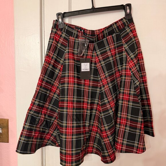 NWT Hell Bunny Red and Green Plaid Tartan Skirt Size Small size UK 10 - Picture 6 of 8